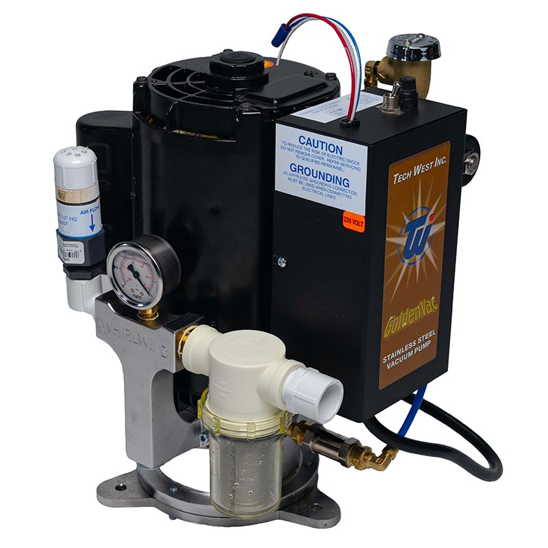 TECH WEST GOLDENVAC STAINLESS STEEL VACUUM PUMP (3 Users) with water recycler